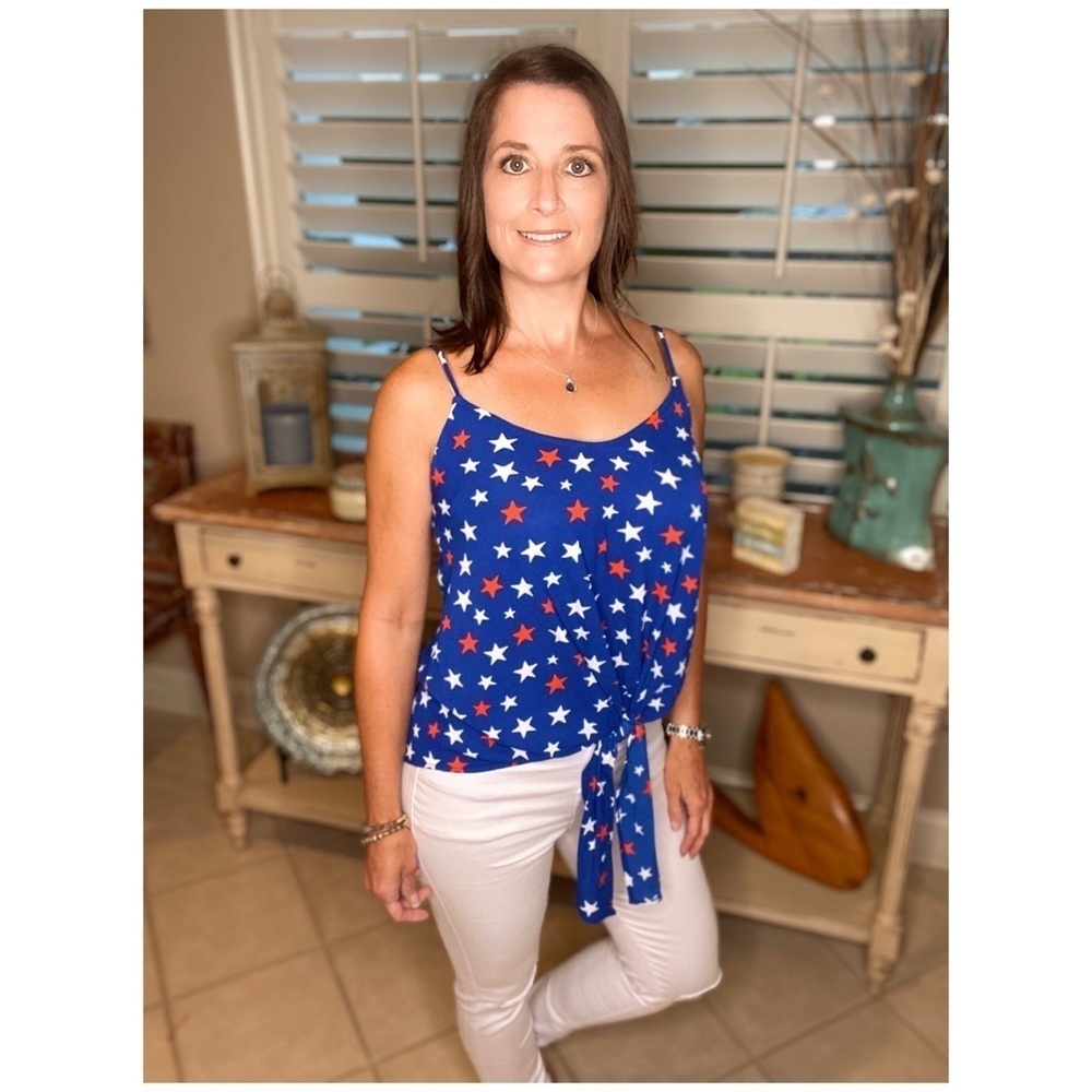 ❤️‍🔥4th of July Red White Blue Self Tie Tank 1920